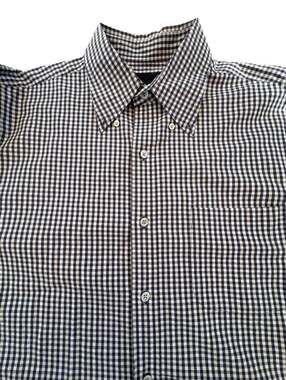 Slates Men’s L Purple White Gingham Check Long Sleeve Shirt 100% Cotton